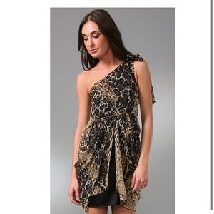 Alice & Olivia leopard one shoulder dress. Size L